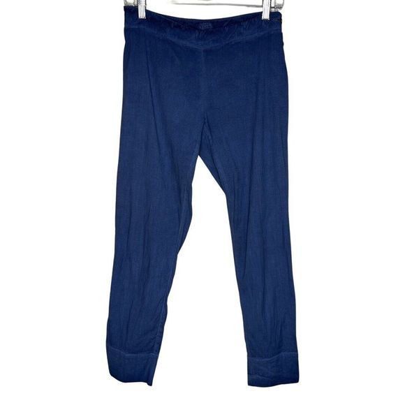 120% Lino Pants - 120% Lino Pants Womens Small Blue Skinny Linen Blend Cropped Trousers Career